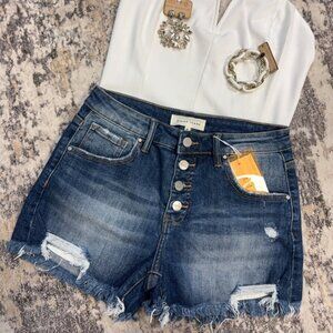 Rizen jean shorts high rise button fly